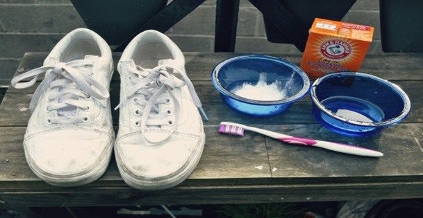 best way to clean white material trainers